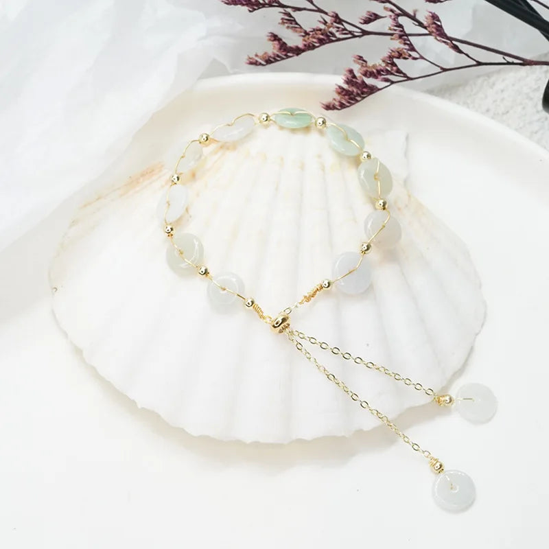 Vintage Round Lucky Jade Beaded Bracelet YBR360