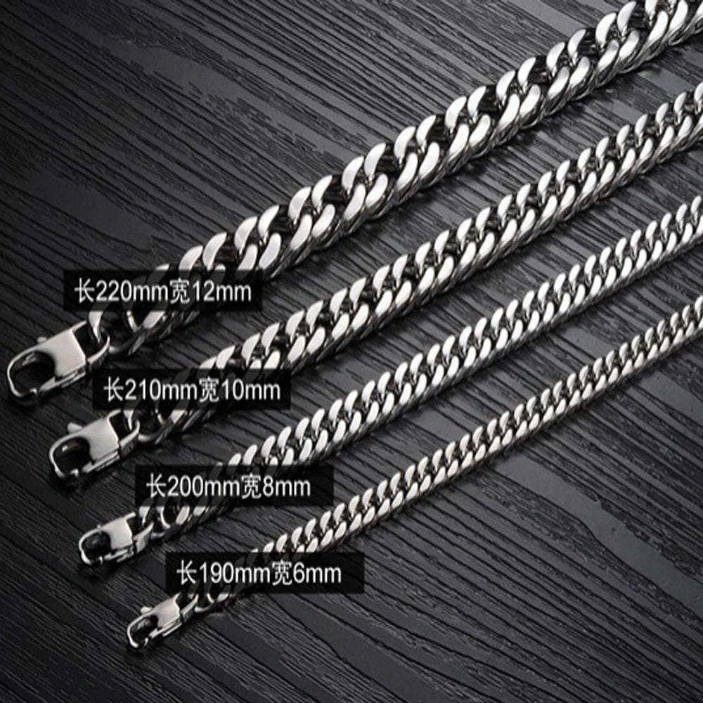 Vintage Titanium Steel Men Bracelet Cuff Chain