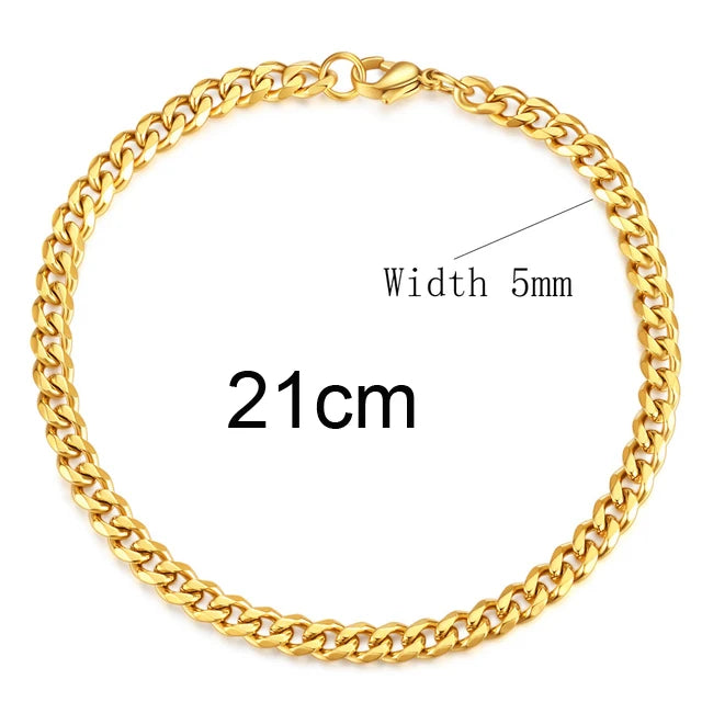 Vintage Titanium Steel Men Bracelet Cuff Chain
