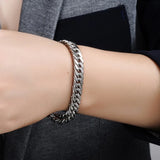Vintage Titanium Steel Men Bracelet Cuff Chain