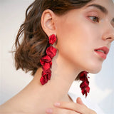 Vintage Rose Petal Tassel Earrings