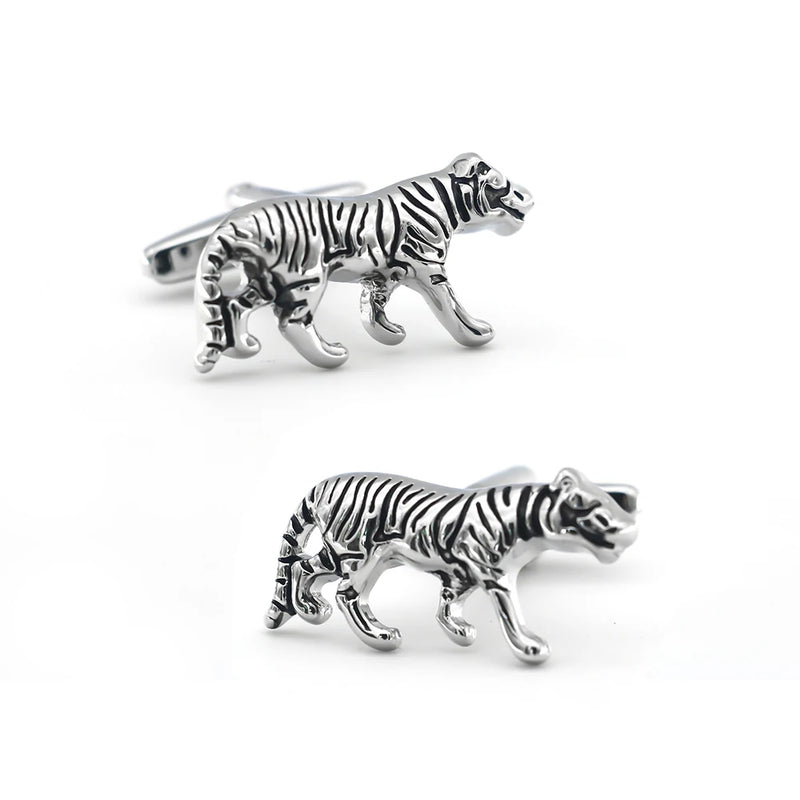 Walking Tiger Cuff Links Brass Men's Cufflinks