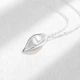 Sterling Silver Leaf Pearl Pendant Necklace for Women