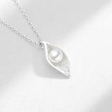 Sterling Silver Leaf Pearl Pendant Necklace for Women