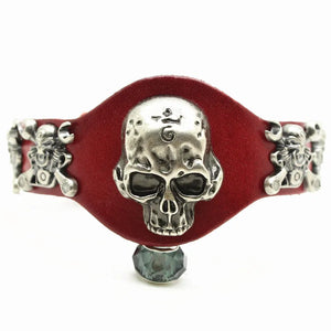 Arrival Wide Leather Bracelet Retro Cuff Punk Skull Rivet Men Brace