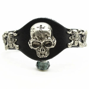 Arrival Wide Leather Bracelet Retro Cuff Punk Skull Rivet Men Brace