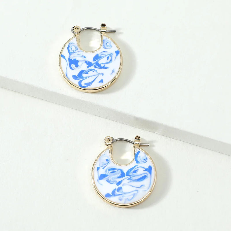 Arrival Women Unique Porcelain Enamel Hoop Earrings