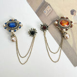 Arrival Women Palace Vintage Rhinestone Chains Pins Retro Pearl Pendant Brooches