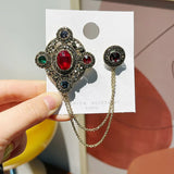 Arrival Women Palace Vintage Rhinestone Chains Pins Retro Pearl Pendant Brooches