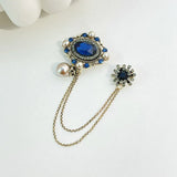 Arrival Women Palace Vintage Rhinestone Chains Pins Retro Pearl Pendant Brooches