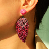 Pink Zircon Leaf Stud Earrings for Women
