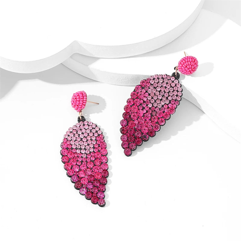 Pink Zircon Leaf Stud Earrings for Women