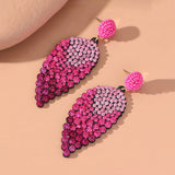 Pink Zircon Leaf Stud Earrings for Women
