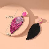 Pink Zircon Leaf Stud Earrings for Women