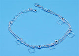 Arrival Women Square Double Layer Bracelet 925 Sterling Silver Anklet