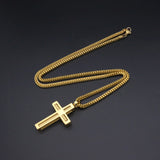 Stainless Steel Cross Necklace 60CM Chain Pendant Screw Cross Men's Necklace
