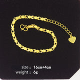 Arrival Pure Heart Link Bracelet 24K Yellow for Girls 16+4cm
