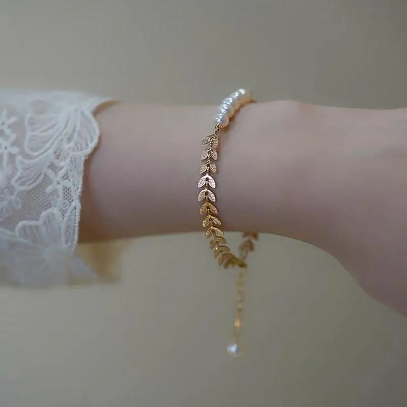 Romantic 18K Freshwater Pearl Moonstone Bracelet for Women