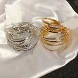 12PCS/SET Metal Alloy Big Circle Bracelet Bangles for Women Girls Punk Jewelry