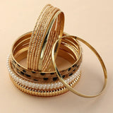 12PCS/SET Metal Alloy Big Circle Bracelet Bangles for Women Girls Punk Jewelry