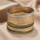 12PCS/SET Metal Alloy Big Circle Bracelet Bangles for Women Girls Punk Jewelry