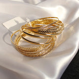 12PCS/SET Metal Alloy Big Circle Bracelet Bangles for Women Girls Punk Jewelry