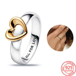 Heart Radiant Two-tone Ring 925 Sterling Silver