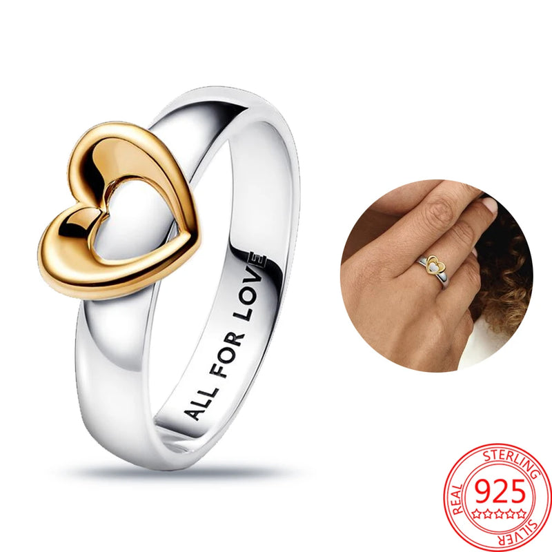 Heart Radiant Two-tone Ring 925 Sterling Silver