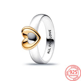 Heart Radiant Two-tone Ring 925 Sterling Silver