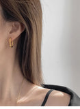 18K Plated Oval Buckle Earring Retro Stainless Steel Earrings