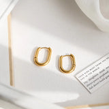 18K Plated Oval Buckle Earring Retro Stainless Steel Earrings