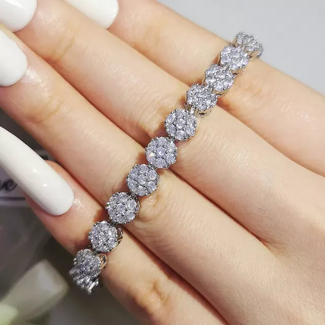 Heart Rose Silver Bracelet Bangle for Women Wedding
