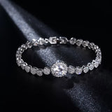 Heart Rose Silver Bracelet Bangle for Women Wedding