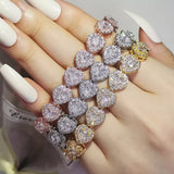 Heart Rose Silver Bracelet Bangle for Women Wedding