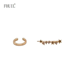 Zircon Star Clip Earrings for Women