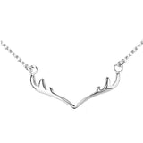 925 Silver Antlers Pendant Necklace For Women