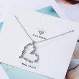 925 Silver Heart Pendant Necklace with Rhinestones