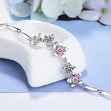 925 Sterling Silver Cherry Blossoms Flower Bracelet