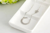 925 Sterling Silver Crystal Star Necklace Pendant for Women