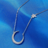 925 Sterling Silver Crystal Star Necklace Pendant for Women
