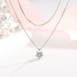 Sterling Silver Double Zircon Necklace for Women