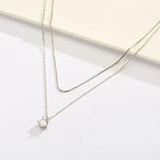 925 Silver Double Zircon Necklace For Women