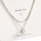Sterling Silver Double Zircon Necklace for Women