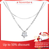 925 Silver Double Zircon Necklace For Women