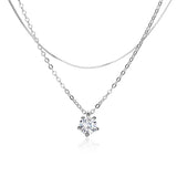 Sterling Silver Double Zircon Necklace for Women