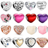 925 Sterling Silver Enamel Love Pendant DIY Bracelet Charm Valentines Gift