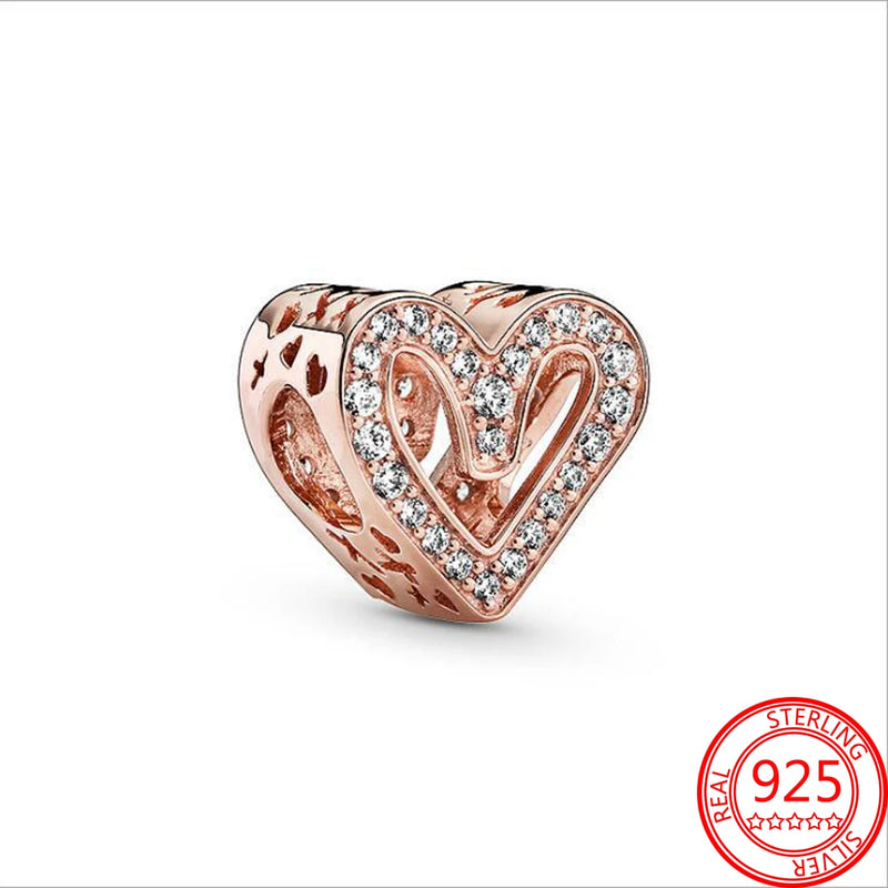 925 Sterling Silver Enamel Love Pendant DIY Bracelet Charm Valentines Gift
