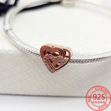 925 Sterling Silver Enamel Love Pendant DIY Bracelet Charm Valentines Gift