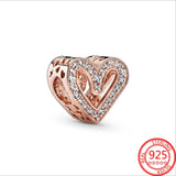 925 Sterling Silver Enamel Love Pendant DIY Bracelet Charm Valentines Gift