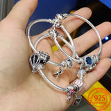 925 Sterling Silver Heart Pendant Clip Charm for Bracelet DIY Set